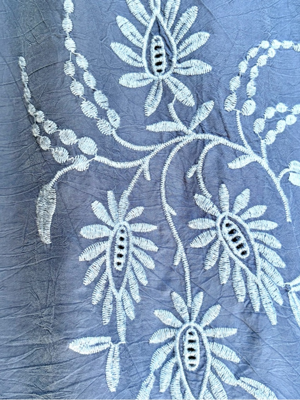 Johnny Was Conner Dress Sz M Indigo Blue Floral Eyelet Embroidered Boho Chic - Picture 12 of 16
